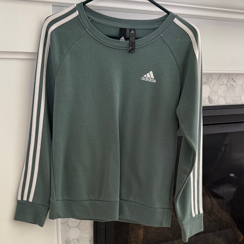 Adidas Forest Green Crewneck with White Accents